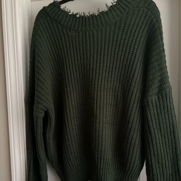 Main Strip Emerald Distressed Sweater (EUC) - Picture 2 of 3